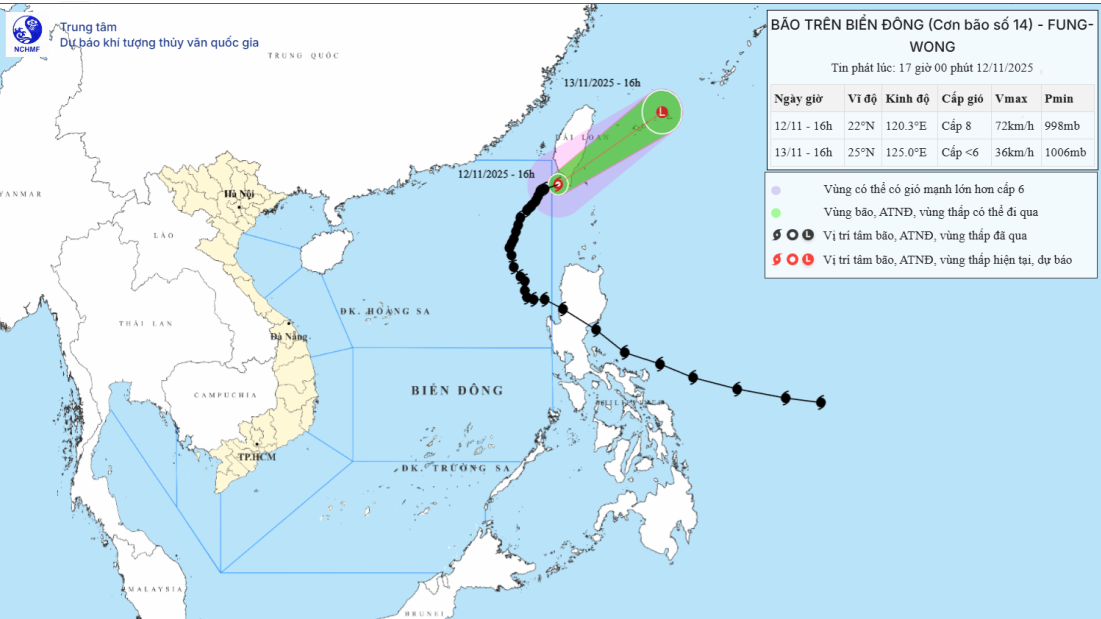 Tin cuối cùng về cơn bão số 14