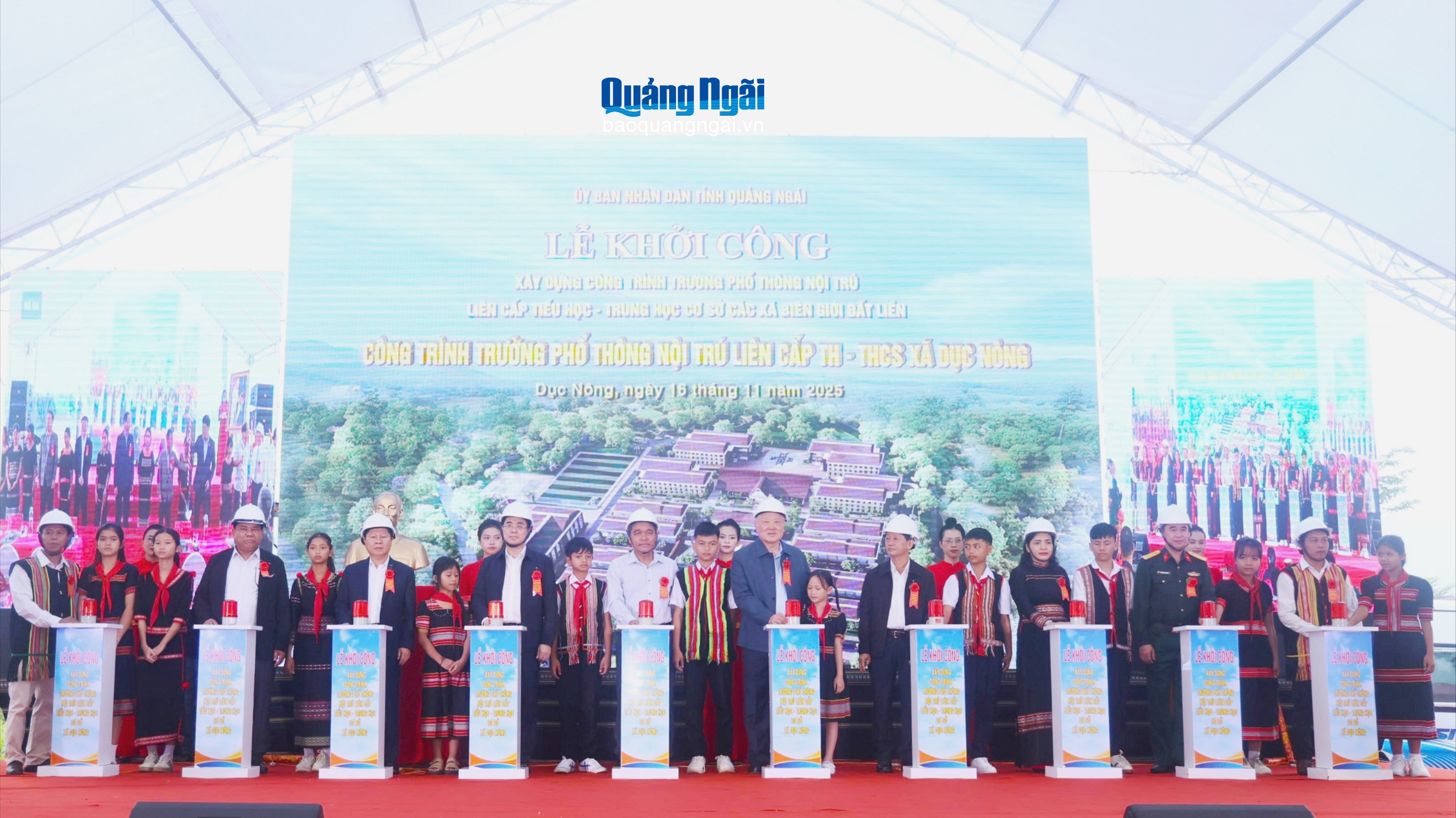 Quảng Ngãi khởi công xây dựng 4 trường nội trú liên cấp tại 4 xã biên giới