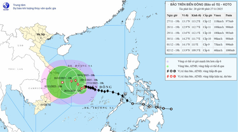 Bão số 15, giật cấp 15, hầu như ít dịch chuyển trong 3 giờ qua