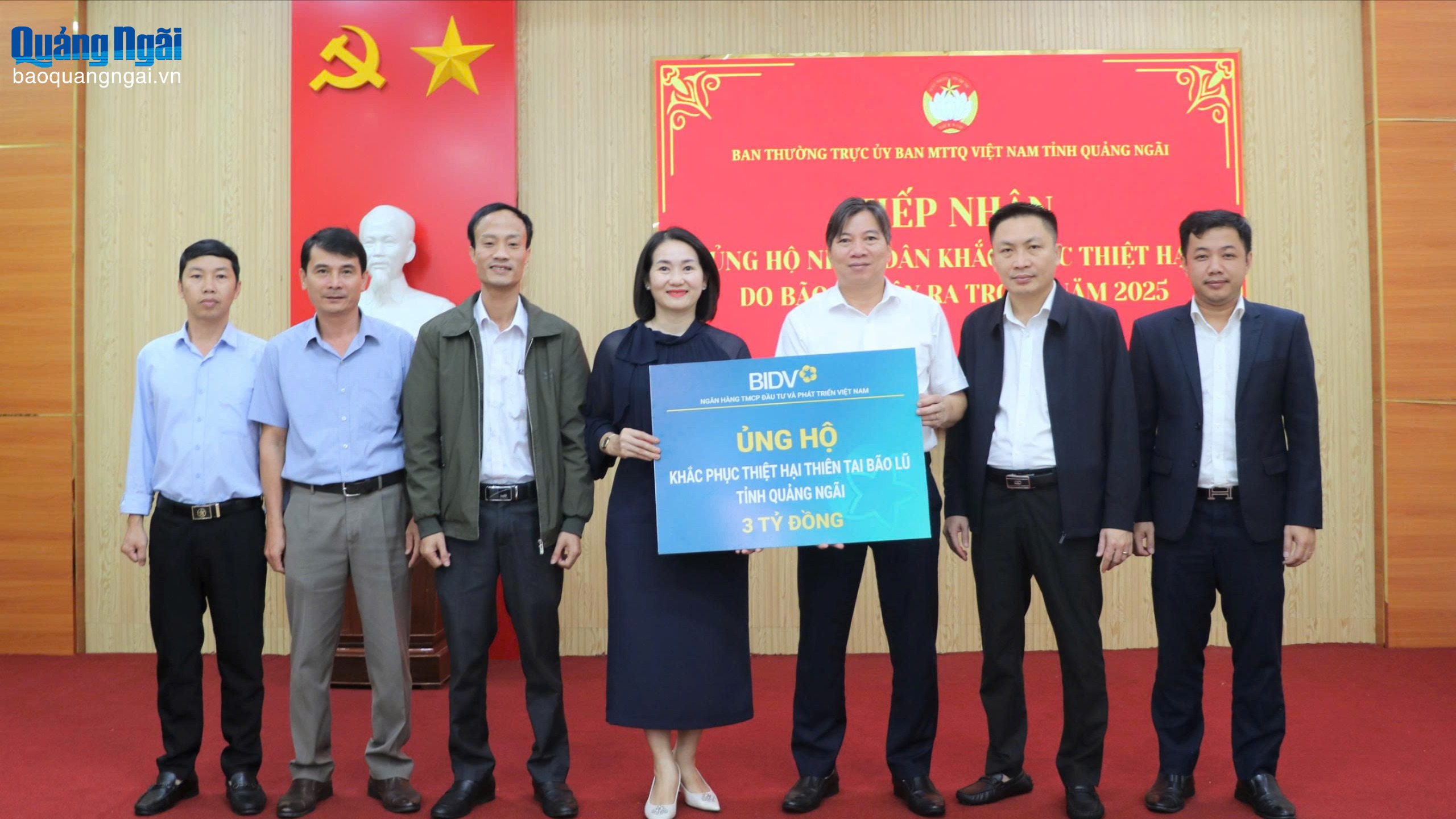BIDV ủng hộ 3 tỷ đồng hỗ trợ Quảng Ngãi khắc phục thiệt hại do thiên tai