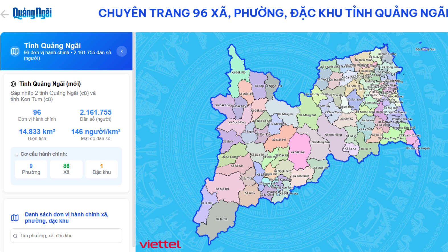 Báo Quảng Ngãi điện tử ra mắt Chuyên trang 96 xã, phường, đặc khu của Quảng Ngãi