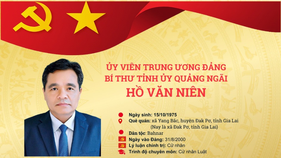 [Infographic]. Chân dung Bí thư Tỉnh ủy Quảng Ngãi Hồ Văn Niên