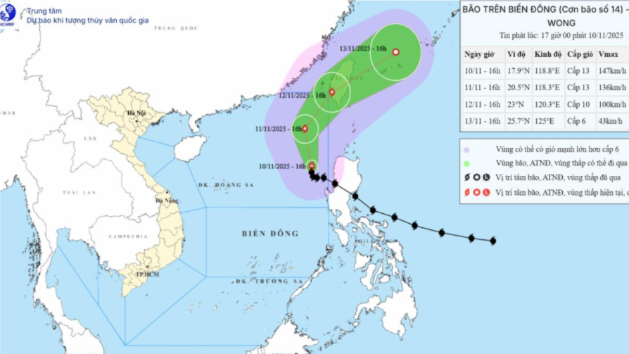 Tin bão trên Biển Đông (cơn bão số 14)