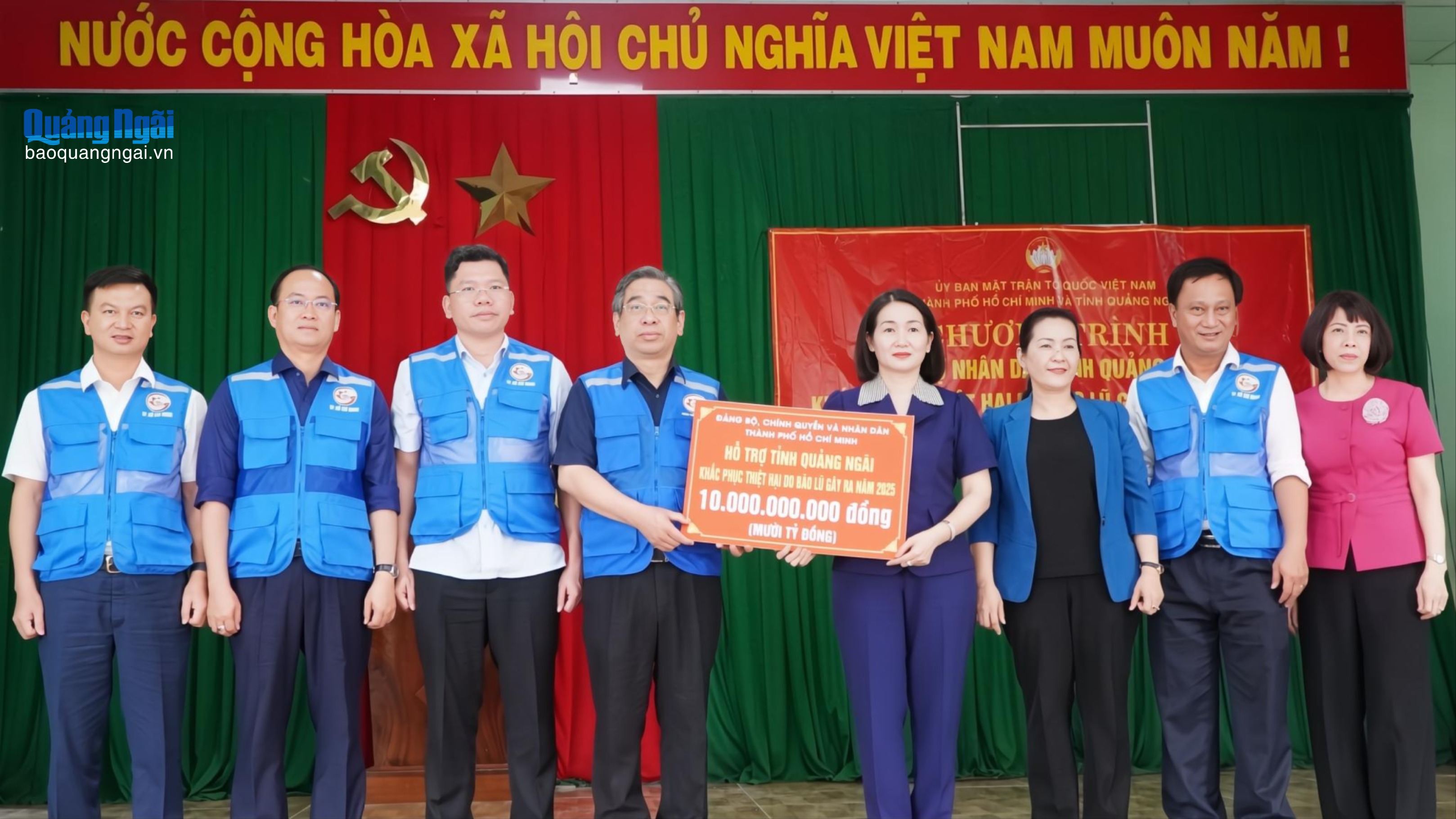 Thành phố Hồ Chí Minh hỗ trợ Quảng Ngãi 10 tỷ đồng khắc phục hậu quả thiên tai