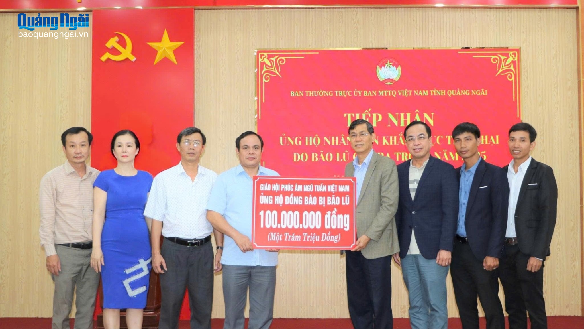 Giáo hội Phúc âm Ngũ tuần Việt Nam hỗ trợ khắc phục thiên tai 100 triệu đồng