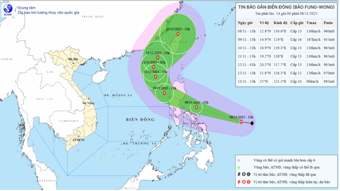 Tin bão gần Biển Đông (Cơn bão Fung-wong)