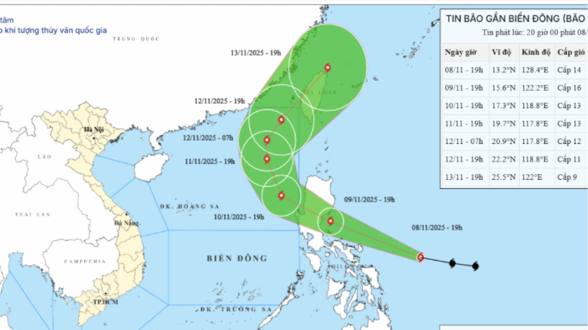 Bão Fung-wong mạnh cấp 14 đang tiến gần Biển Đông