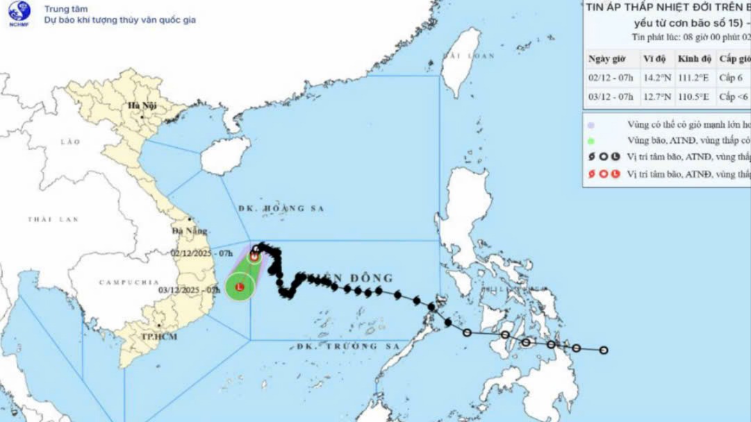 Tin áp thấp nhiệt đới trên Biển Đông (suy yếu từ cơn bão số 15)