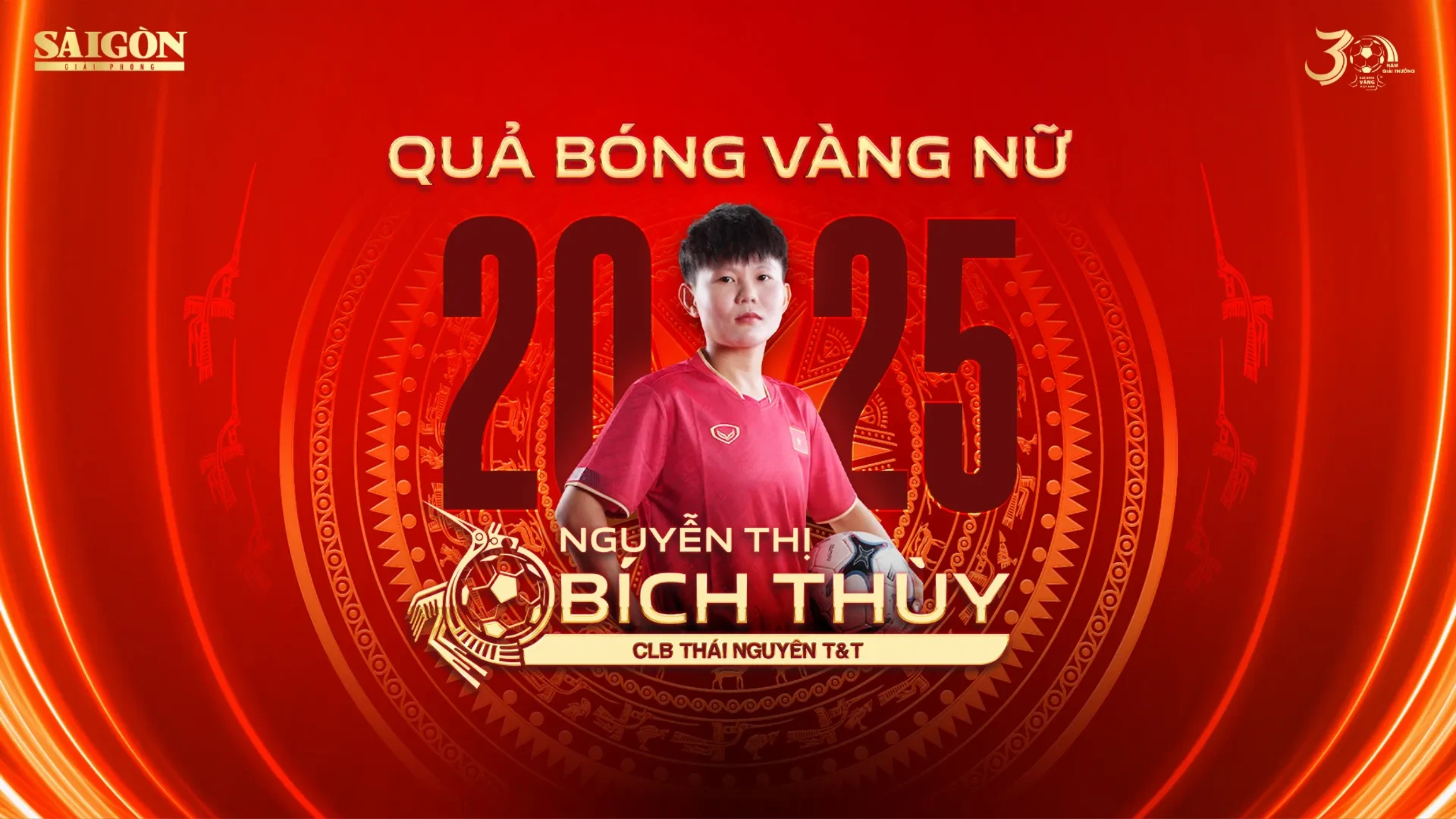 Hoàng Đức, Bích Thùy đoạt Quả bóng Vàng Việt Nam 2025