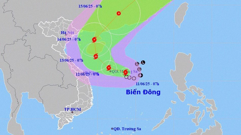 Bão số 1 hình thành trên Biển Đông, di chuyển chậm theo hướng tây tây bắc