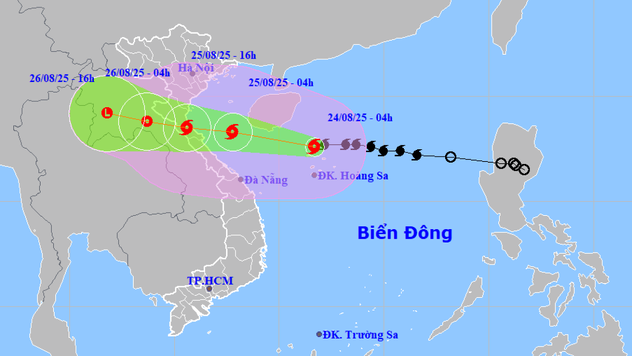 Bão số 5 mạnh lên cấp 12, giật cấp 15, hướng vào miền Trung