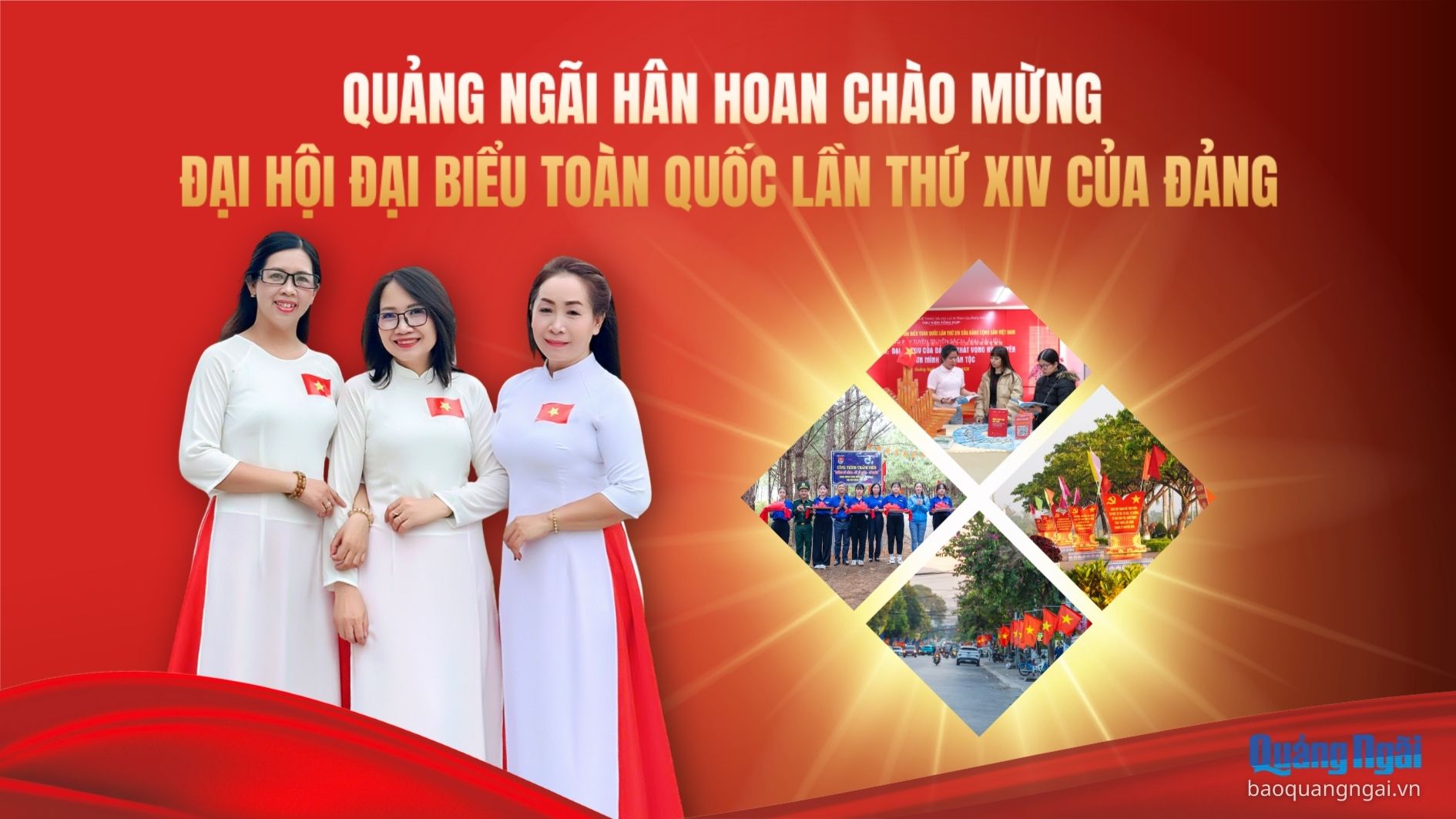 [Photos]. Quảng Ngãi hân hoan chào mừng Đại hội đại biểu toàn quốc lần thứ XIV của Đảng