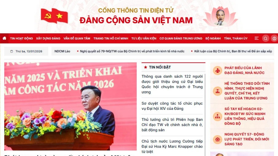 Ban Bí thư ban hành Quy chế quản lý và cung cấp thông tin trên Cổng thông tin điện tử Đảng Cộng sản Việt Nam