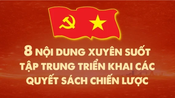 [Infographic]. Tám nội dung xuyên suốt tập trung triển khai các quyết sách chiến lược