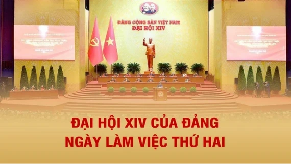[Infographic]. Ngày làm việc thứ hai Đại hội đại biểu toàn quốc lần thứ XIV của Đảng Cộng sản Việt Nam