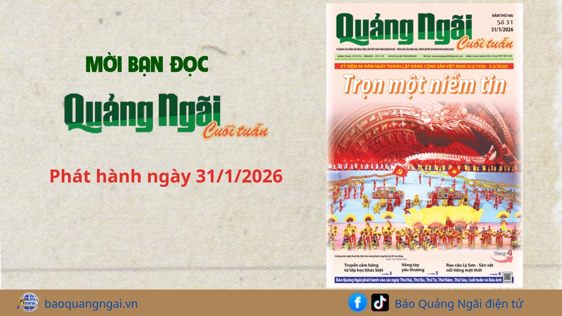 [Video]. Mời bạn đọc Báo Quảng Ngãi cuối tuần