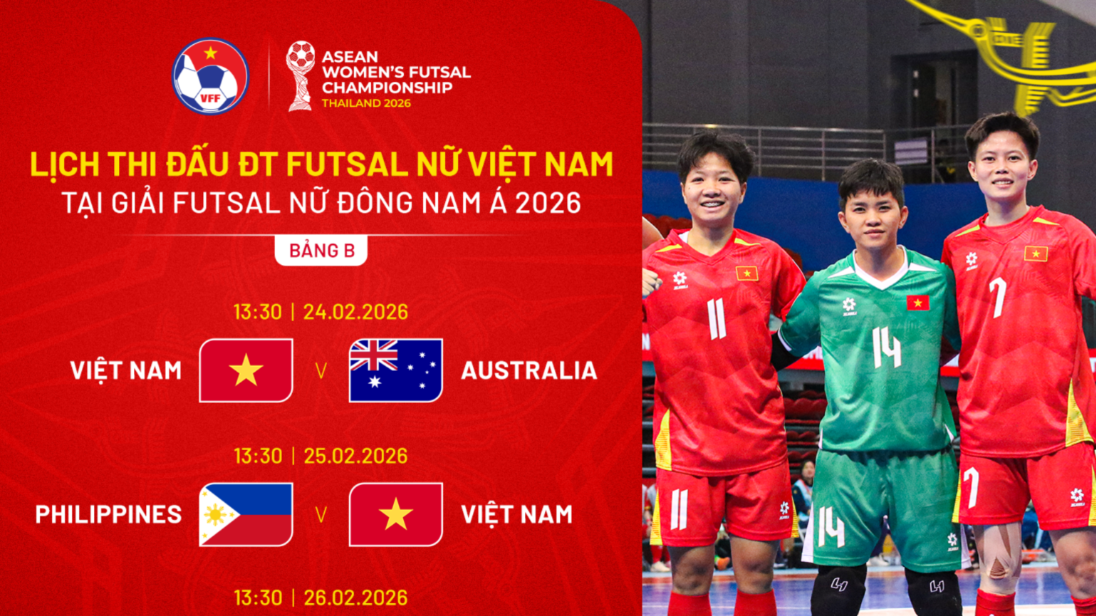 Lịch thi đấu Giải futsal nữ vô địch Đông Nam Á 2026