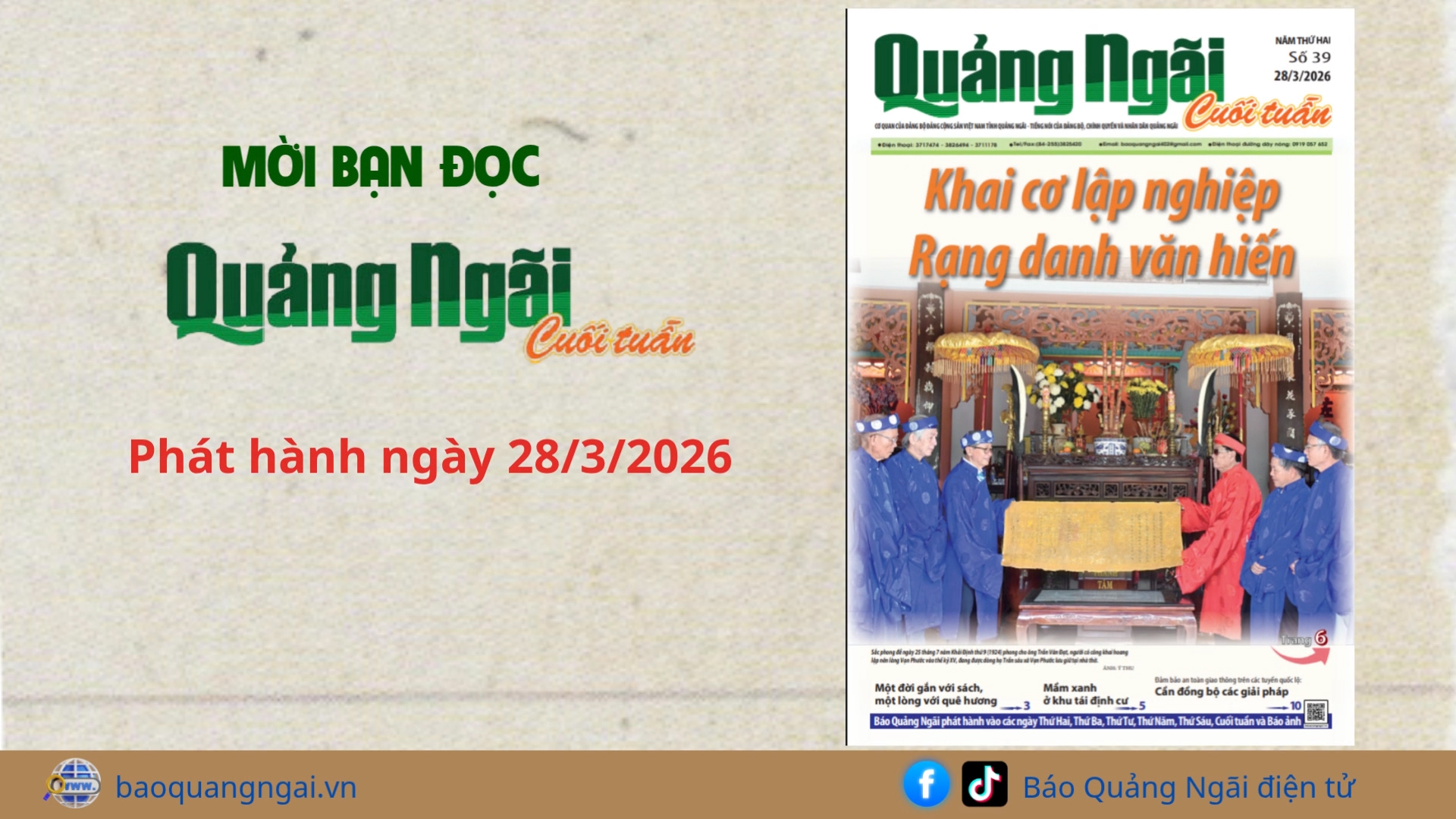 [Video]. Mời bạn đọc Báo Quảng Ngãi cuối tuần