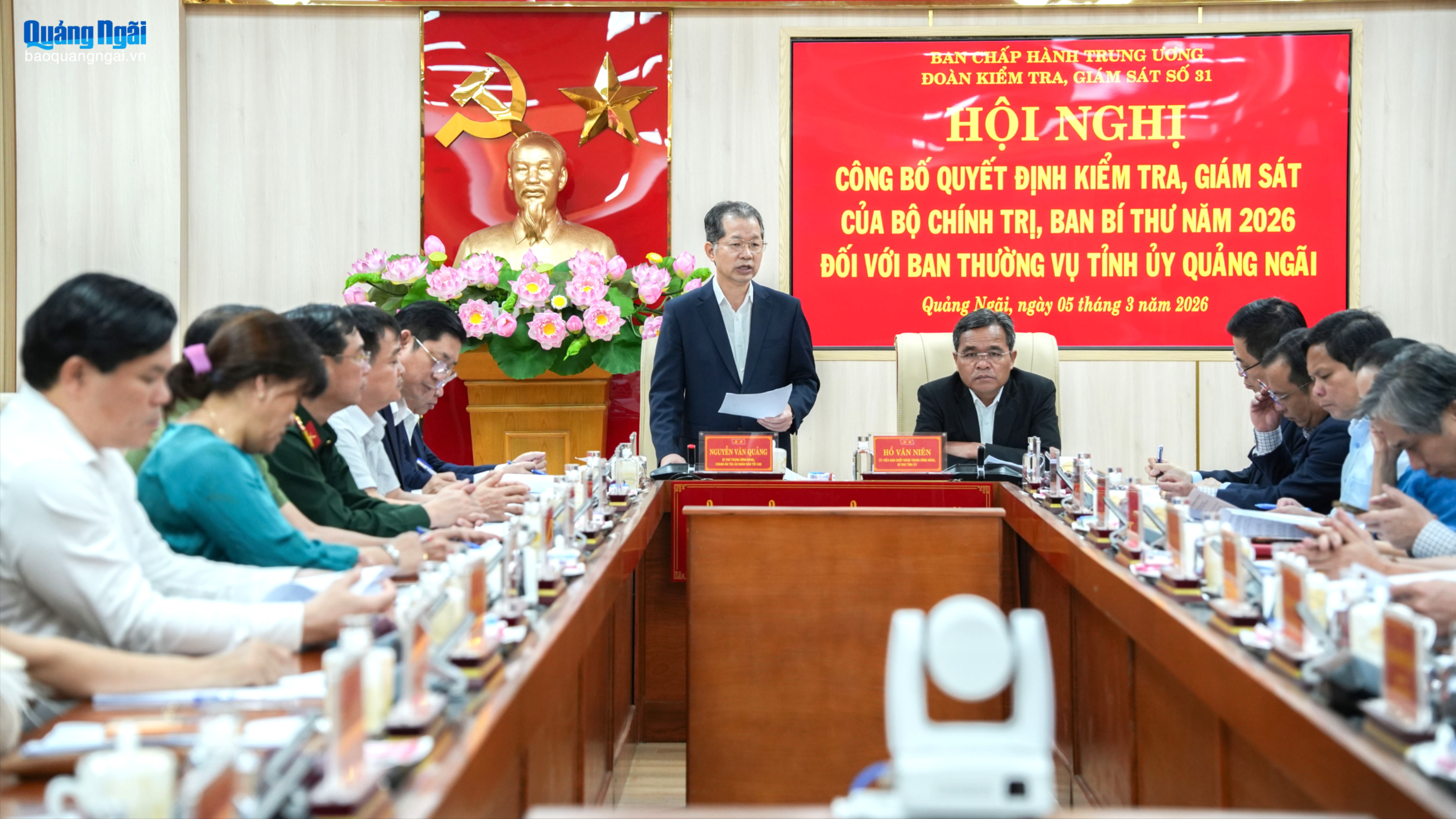 Công bố quyết định kiểm tra, giám sát đối với Ban Thường vụ Tỉnh ủy