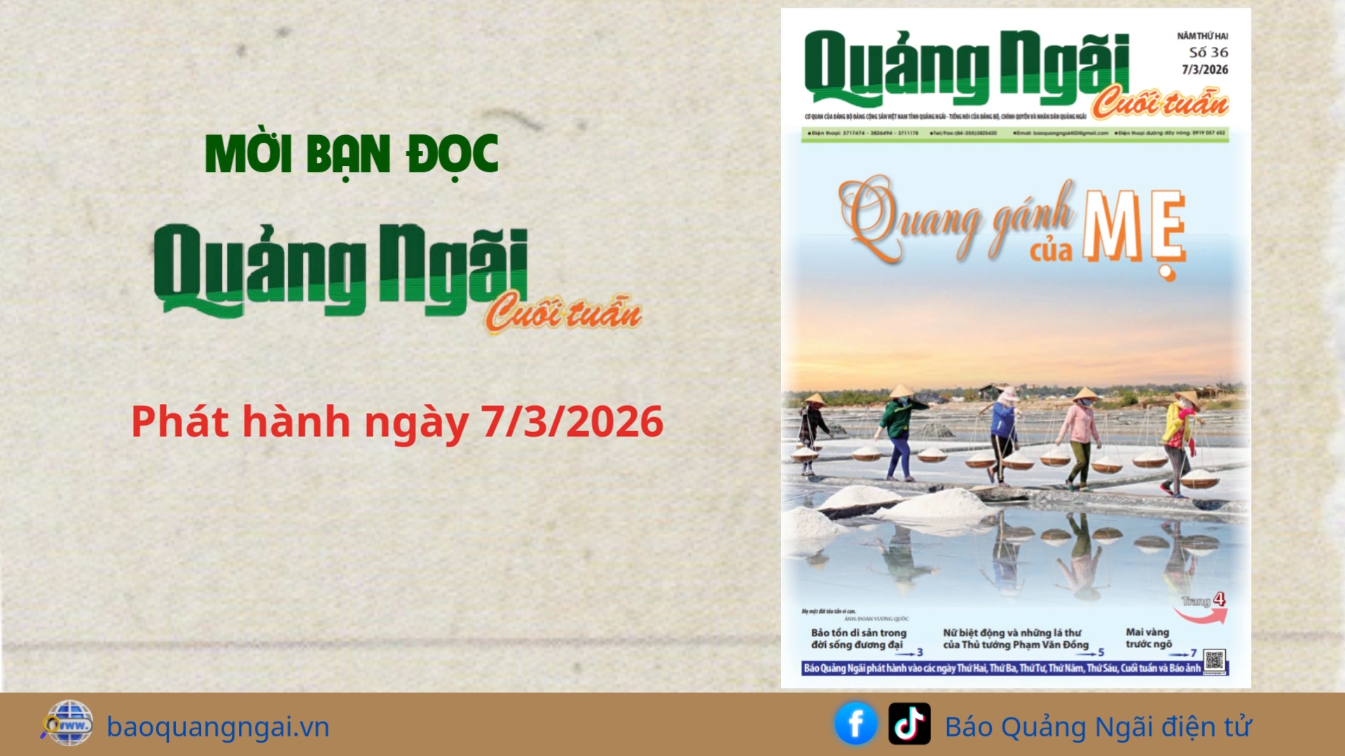 [Video]. Mời bạn đọc Báo Quảng Ngãi cuối tuần