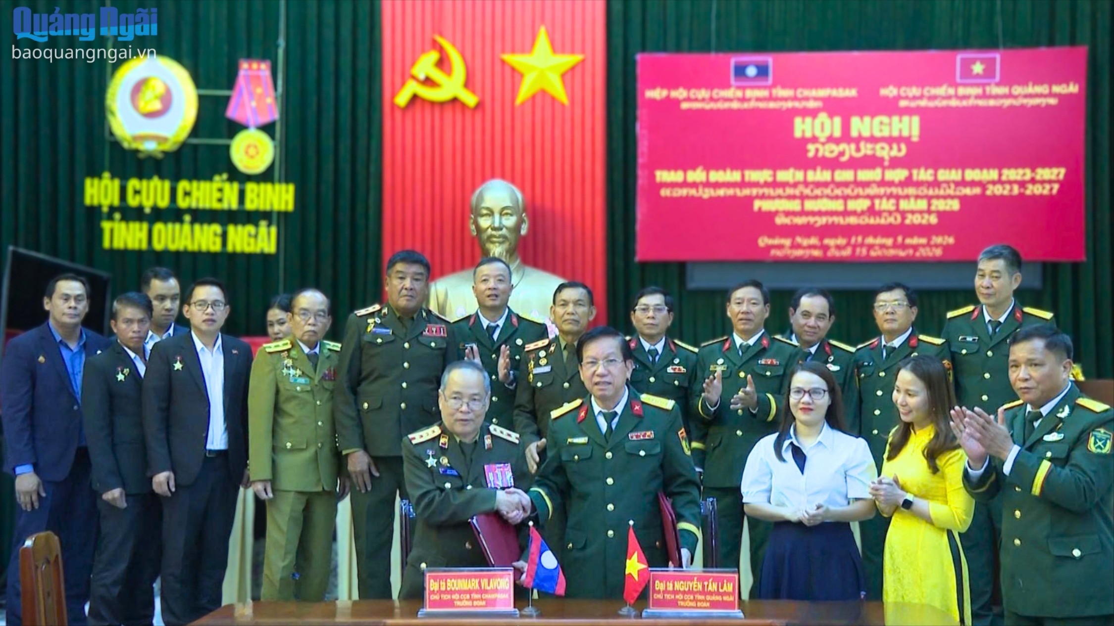 Thắt chặt hợp tác giữa Hội Cựu chiến binh Quảng Ngãi và Champasak