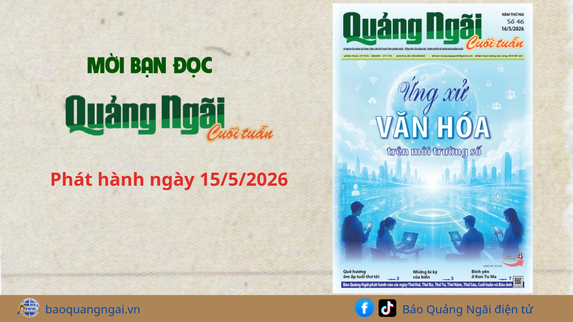 [Video]. Mời bạn đọc Báo Quảng Ngãi cuối tuần