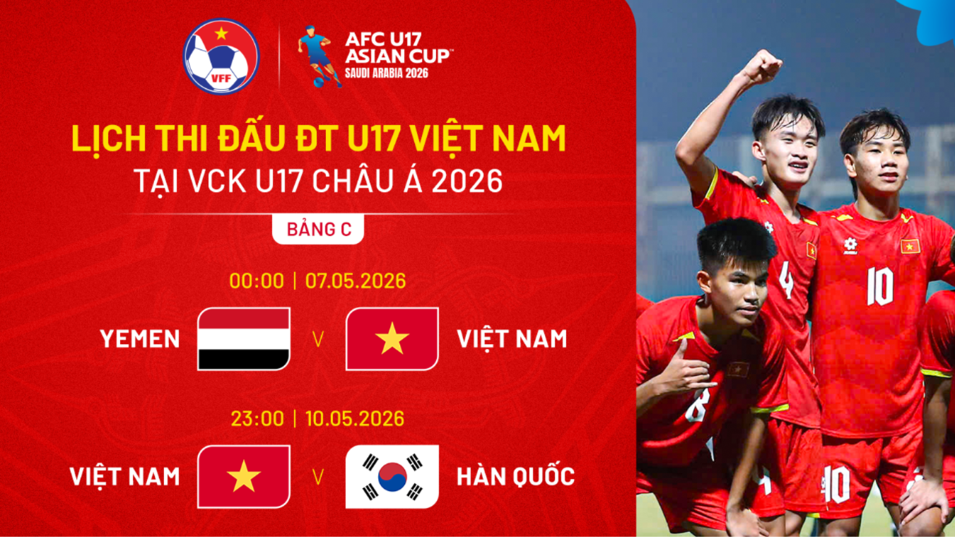 Lịch thi đấu Vòng chung kết U17 Châu Á 2026