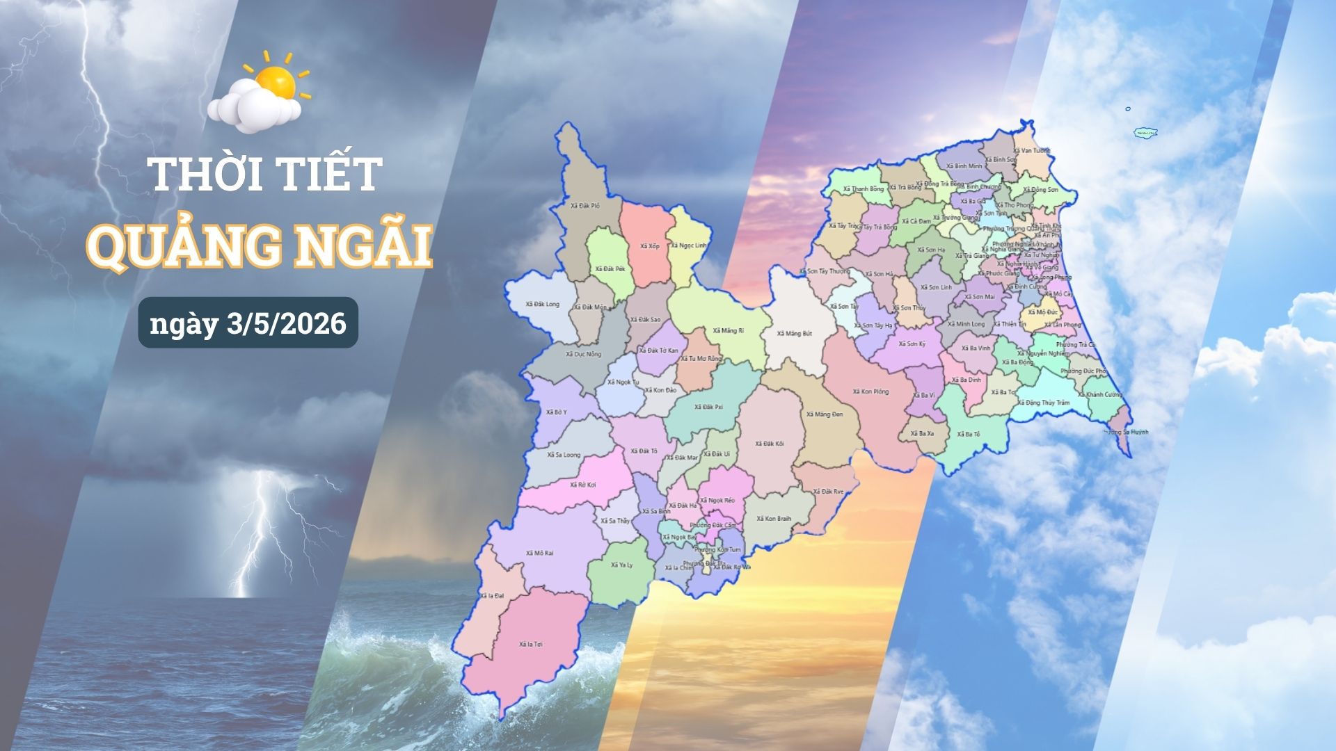 Thời tiết Quảng Ngãi ngày 3/5: Ngày nắng, trưa chiều đề phòng mưa rào và dông
