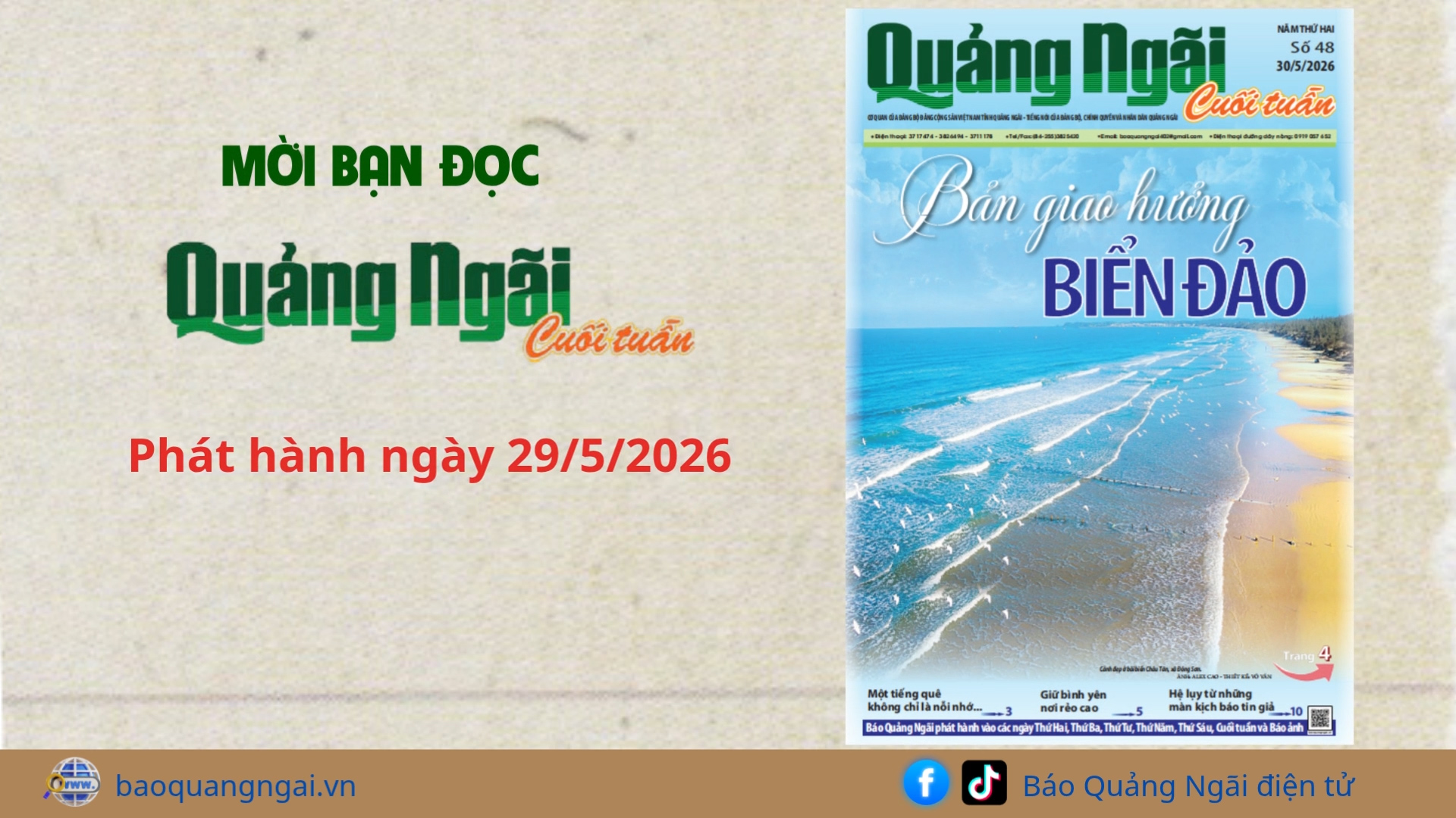 [Video]. Mời bạn đọc Báo Quảng Ngãi cuối tuần