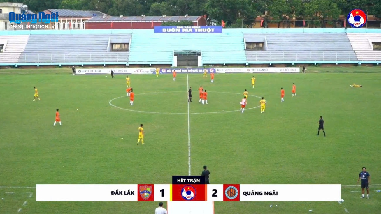 Vòng 10 Giải hạng Nhì Quốc gia 2026: Quảng Ngãi thắng Đắk Lắk 2-1