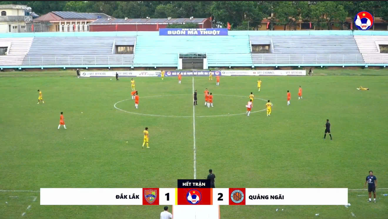 Vòng 10 Giải hạng Nhì Quốc gia 2026: Quảng Ngãi thắng Đắk Lắk 2-1