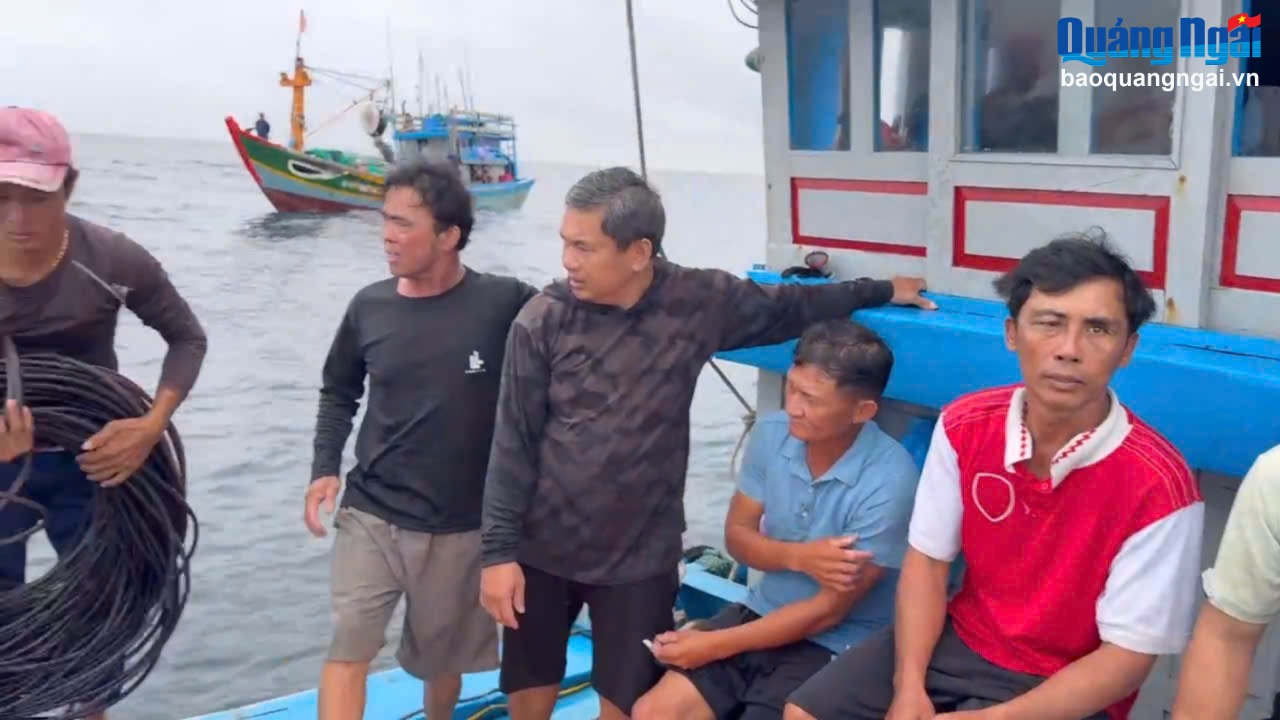 Chìm tàu cá trên vùng biển Lý Sơn, 11 ngư dân may mắn được cứu sống