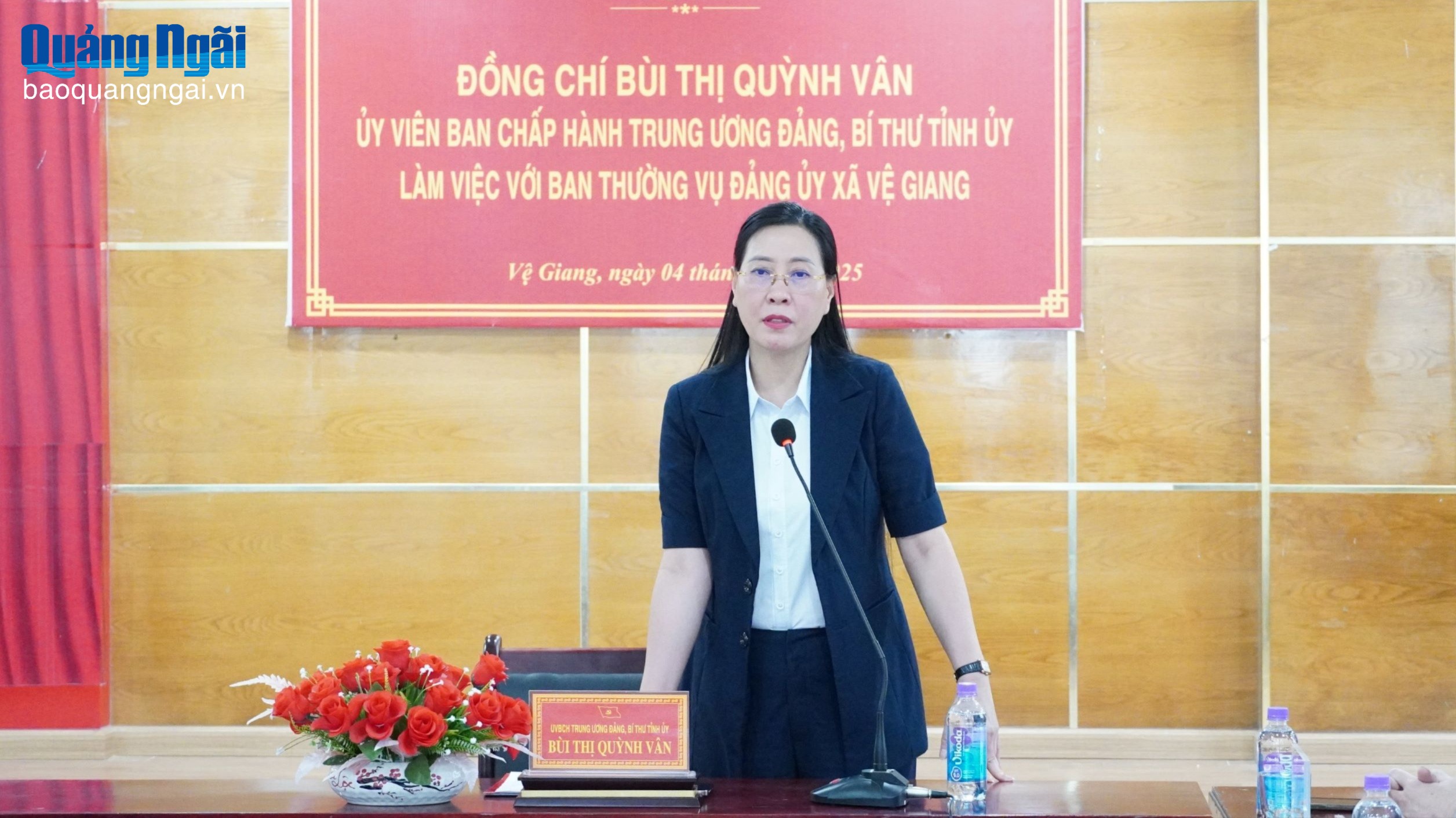 Bí thư Tỉnh ủy Bùi Thị Quỳnh Vân kiểm tra hoạt động của mô hình chính quyền địa phương 2 cấp ở cơ sở