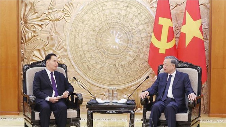 Tổng Bí thư Tô Lâm tiếp Chánh Văn phòng Trung ương Đảng Nhân dân Cách mạng Lào