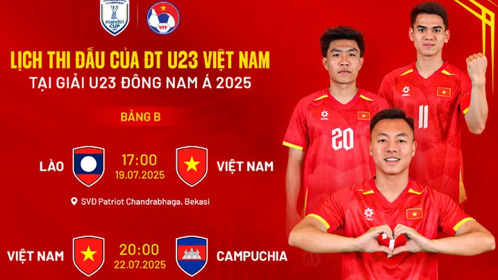 Lịch thi đấu và trực tiếp Giải vô địch U23 Đông Nam Á 2025 trên VTV