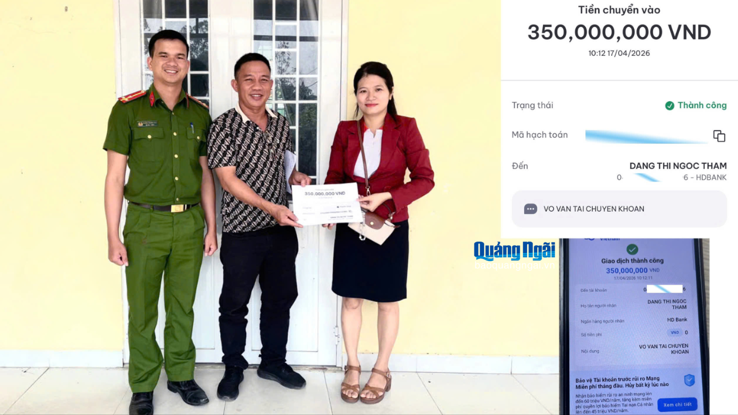 Người dân trao trả lại 350 triệu đồng bị chuyển khoản nhầm