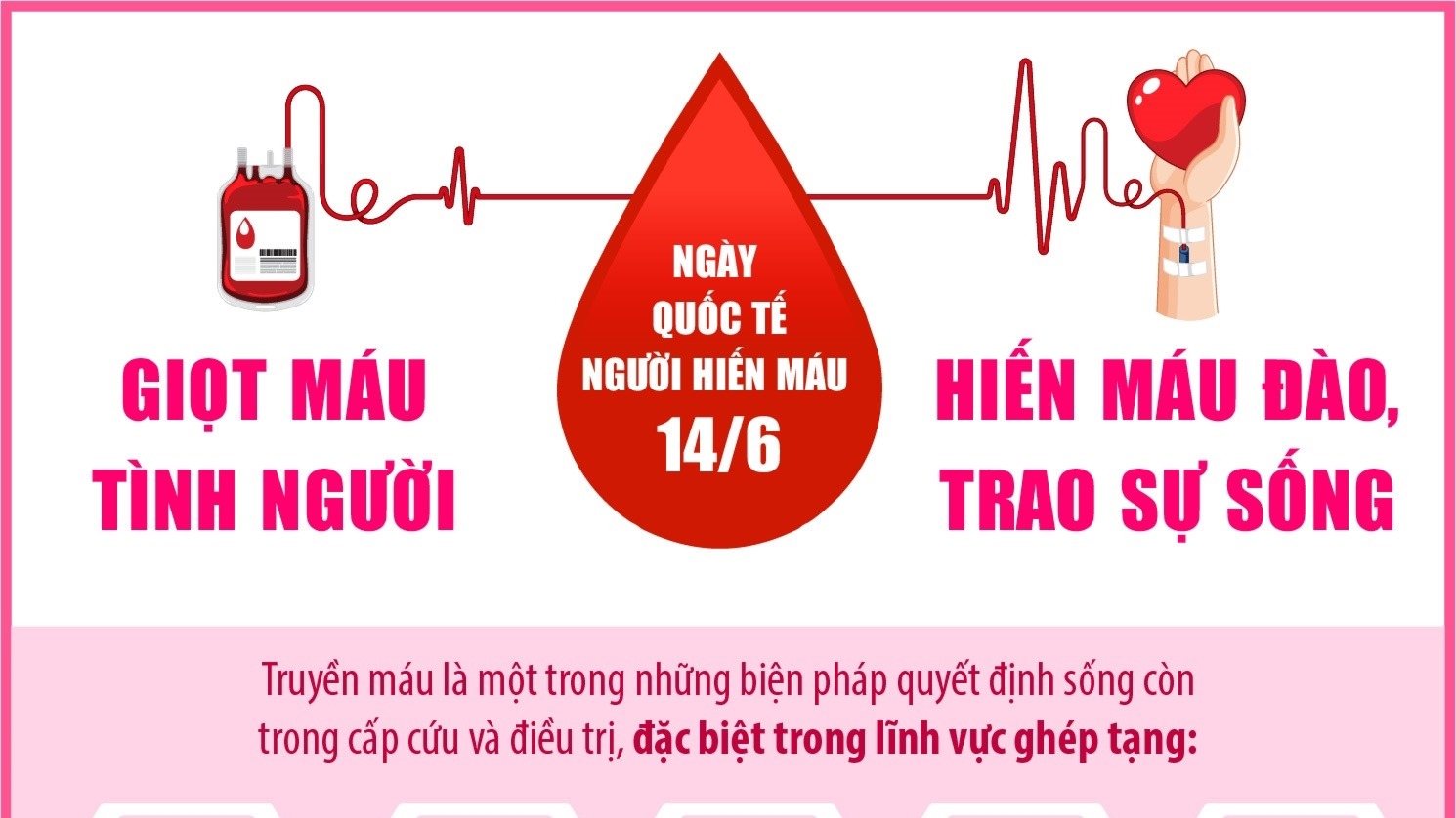 [Infographic]. Ngày Quốc tế Người hiến máu 14/6: Giọt máu tình người - Hiến máu đào, trao sự sống