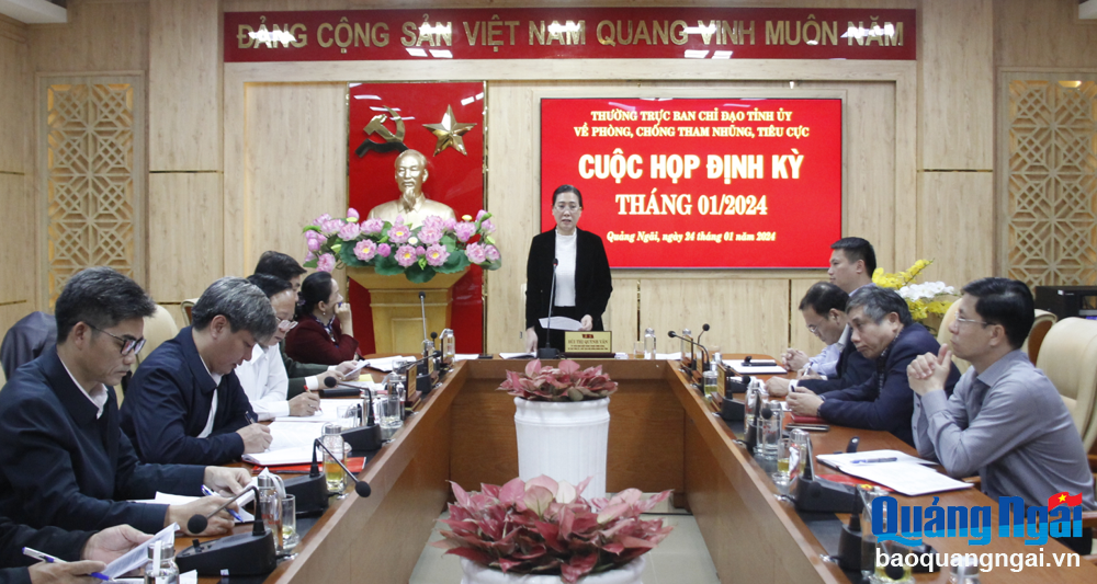 Thường trực Ban Chỉ đạo Tỉnh ủy về phòng, chống tham nhũng, tiêu cực họp định kỳ tháng 1/2024