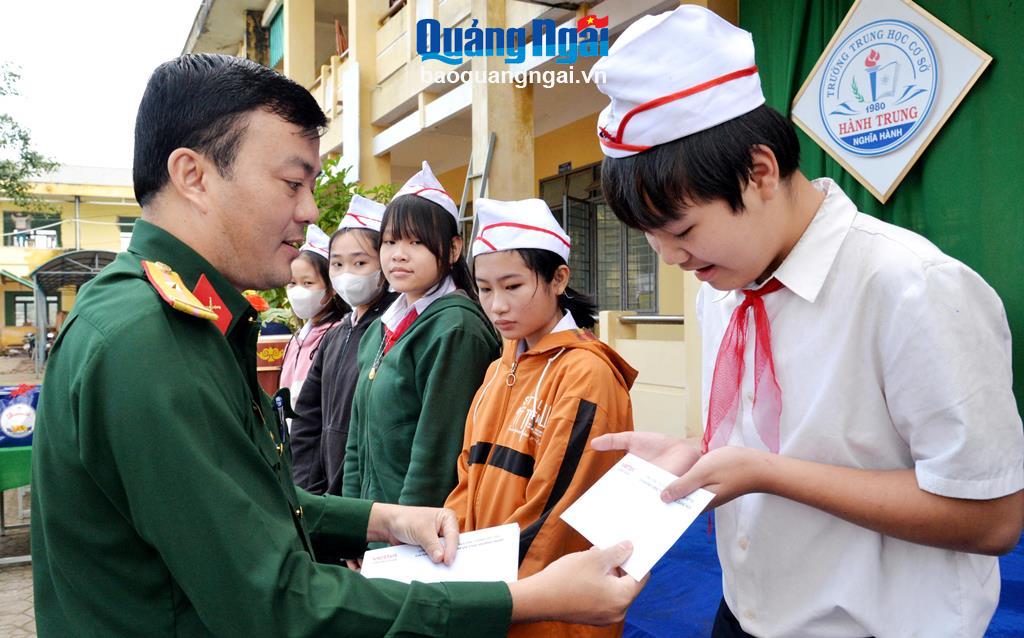 Tặng quà Tết cho học sinh Trường THCS Hành Trung