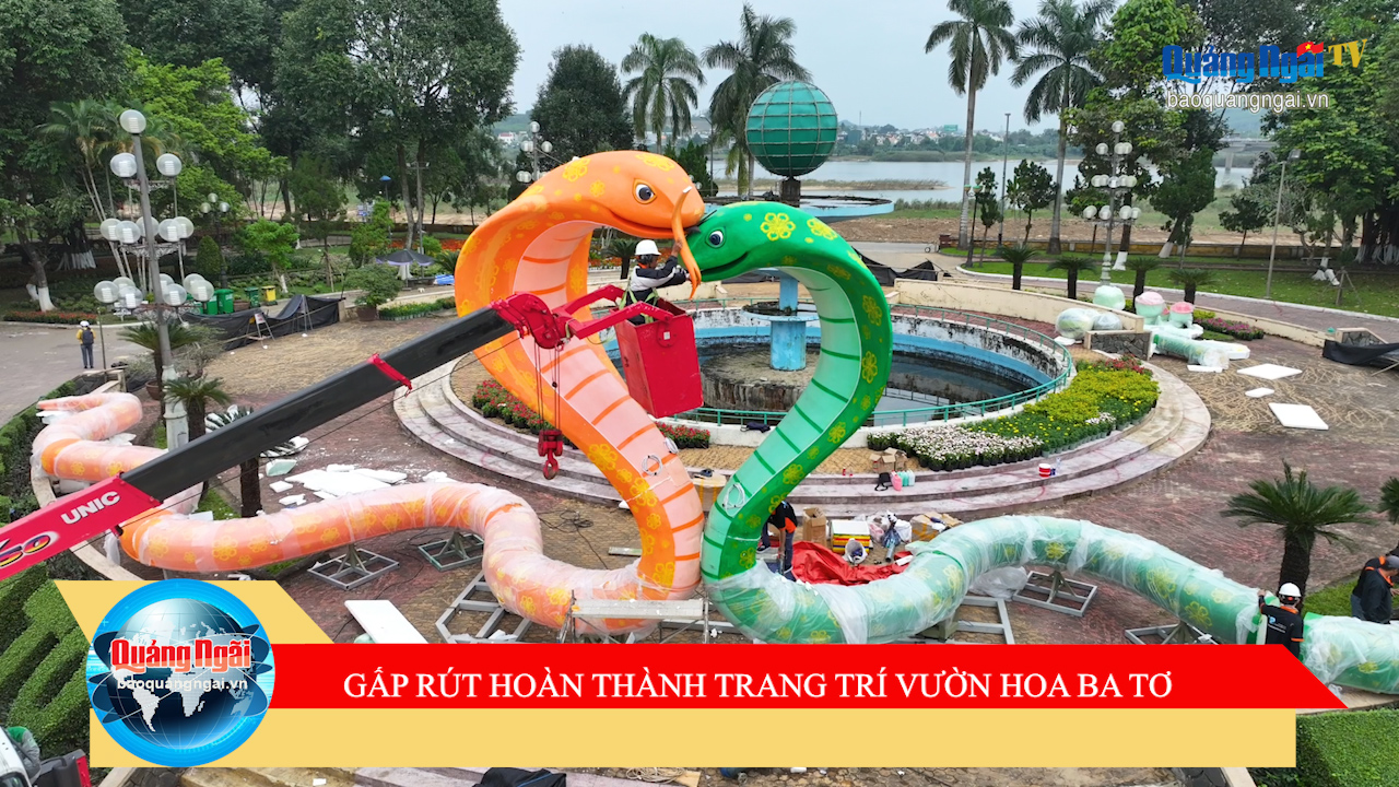 [Video]. Gấp rút hoàn thành trang trí vườn hoa Ba Tơ 