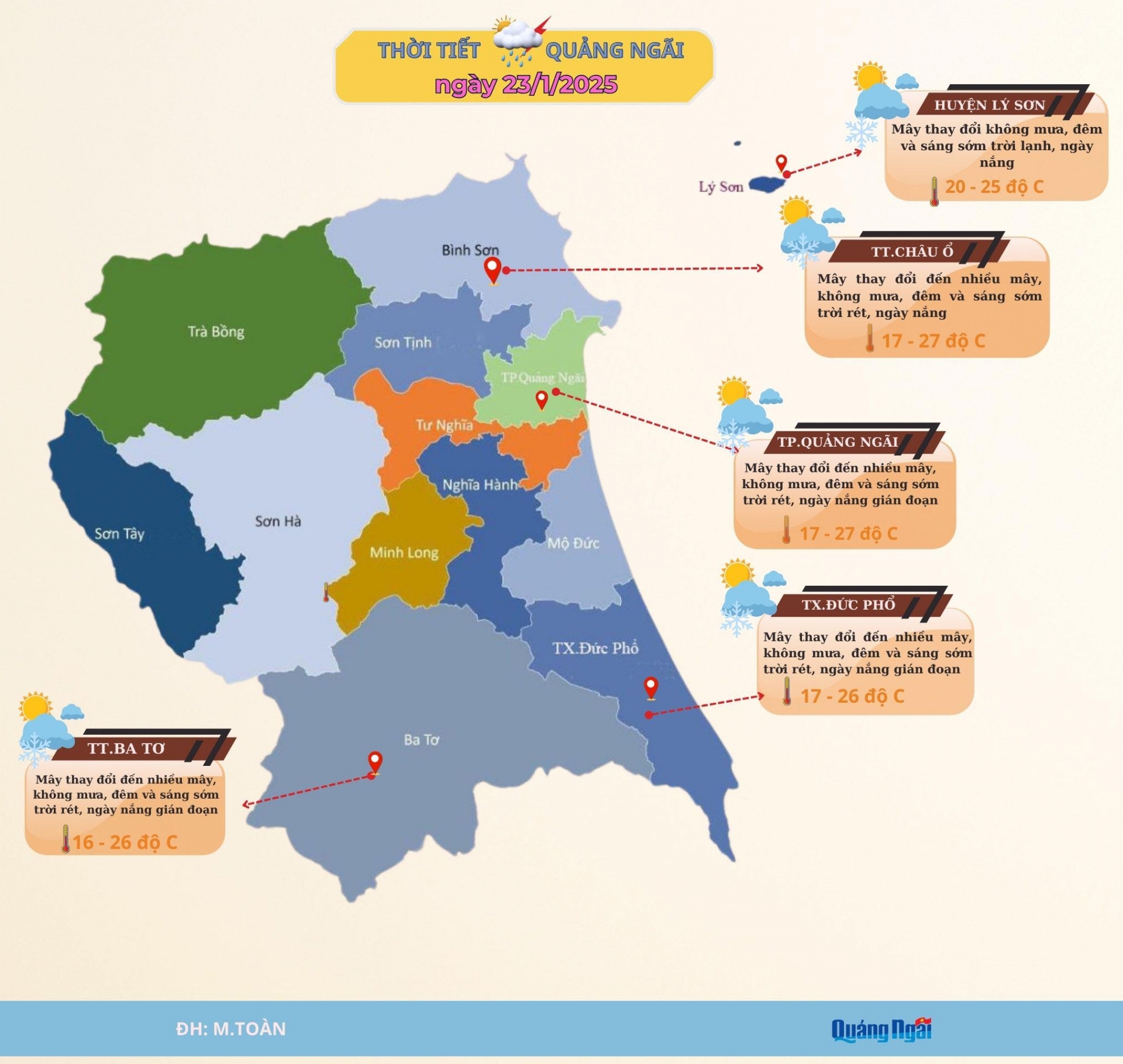 Quảng Ngãi, trời rét về đêm và sáng
