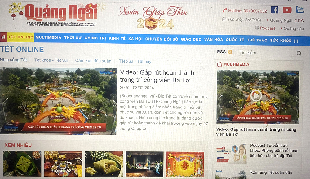 Chương trình Tết trên báo điện tử Quảng Ngãi và PTQ