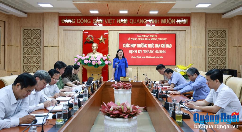 Thường trực Ban Chỉ đạo Tỉnh ủy về phòng, chống tham nhũng, tiêu cực họp định kỳ tháng 2/2024