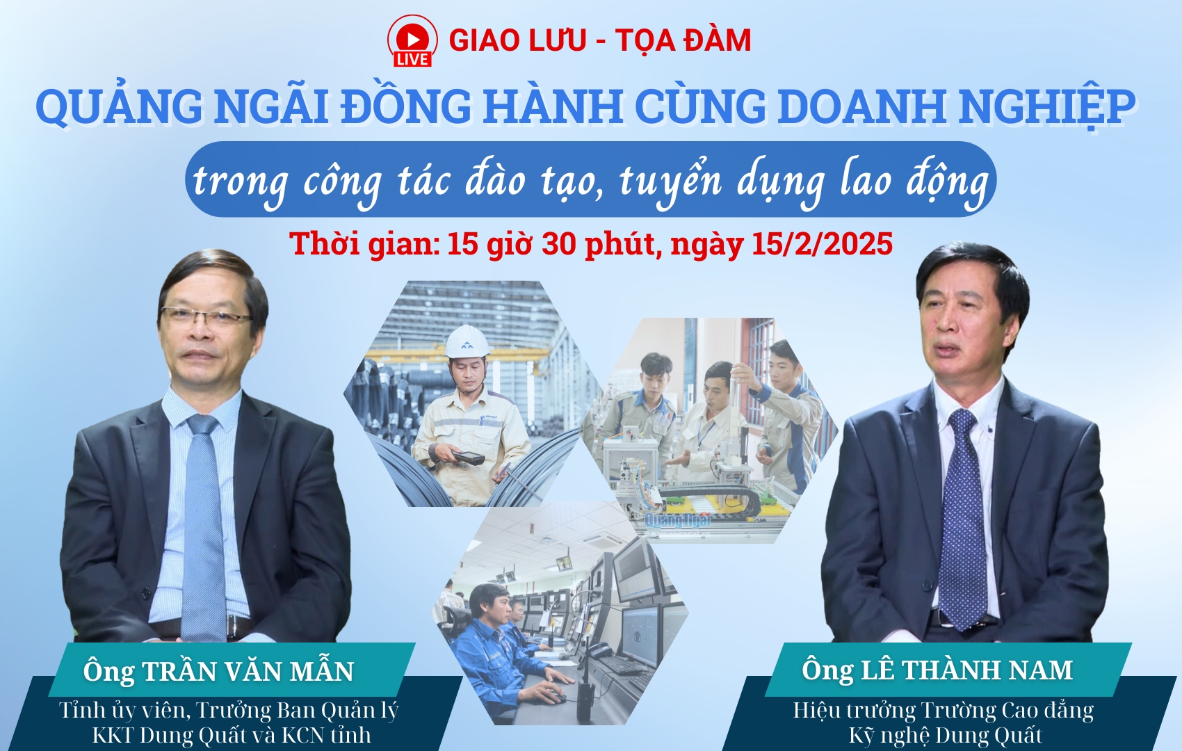 Đón xem Chương trình Giao lưu - Tọa đàm  “Quảng Ngãi đồng hành cùng doanh nghiệp trong công tác đào tạo, tuyển dụng lao động” 