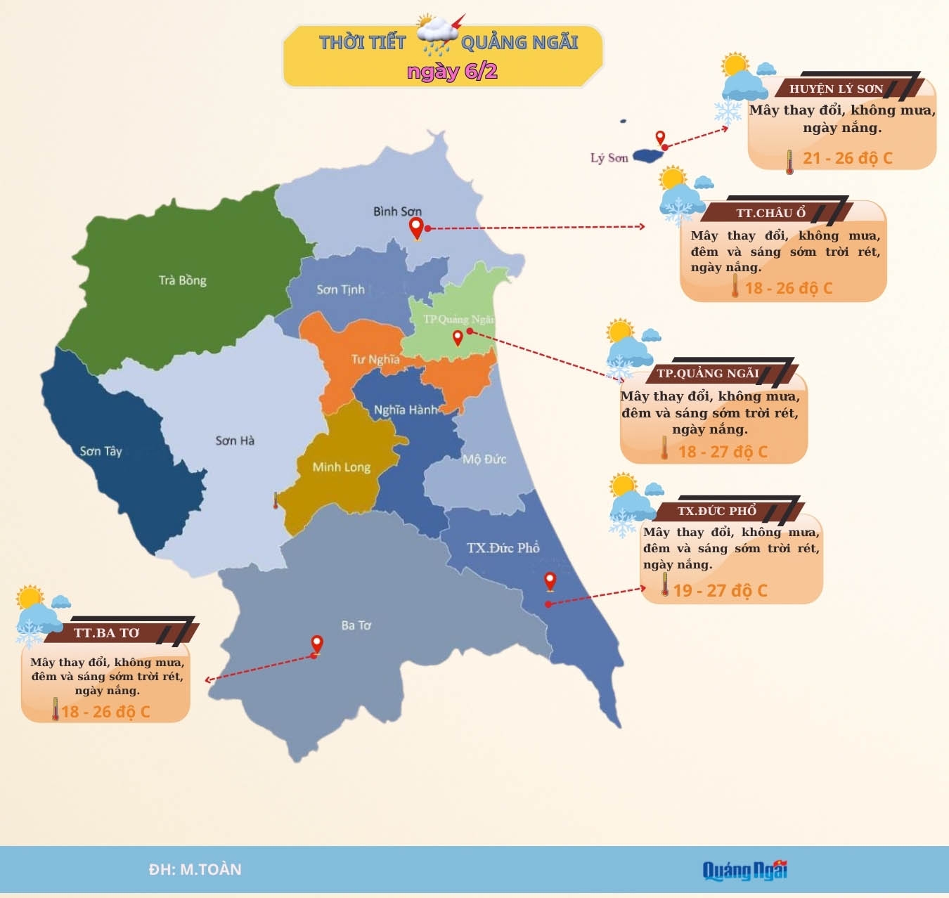 Quảng Ngãi, ngày nắng ấm, đêm và sáng sớm trời rét