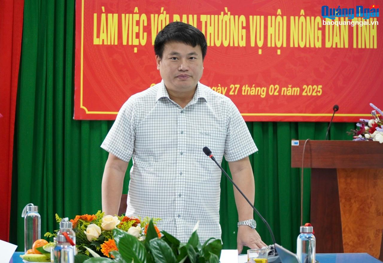 Thường trực Tỉnh ủy làm việc với Ban Thường vụ Hội Nông dân tỉnh