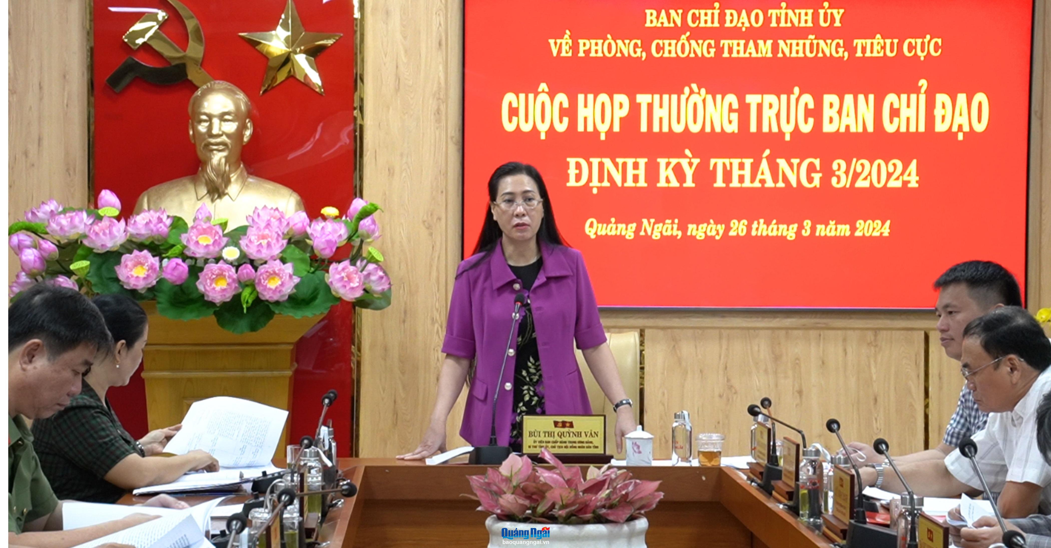 Thường trực Ban Chỉ đạo Tỉnh ủy về phòng, chống tham nhũng tiêu cực họp định kỳ tháng 3/2024