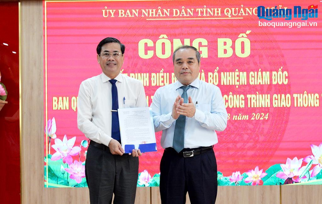 Bổ nhiệm Giám đốc Ban Quản lý dự án Đầu tư xây dựng các công trình giao thông tỉnh