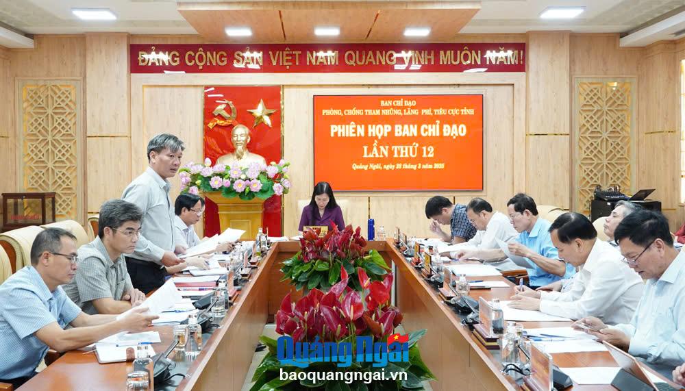 Ban Chỉ đạo phòng, chống tham nhũng, lãng phí, tiêu cực tỉnh tổ chức phiên họp lần thứ 12