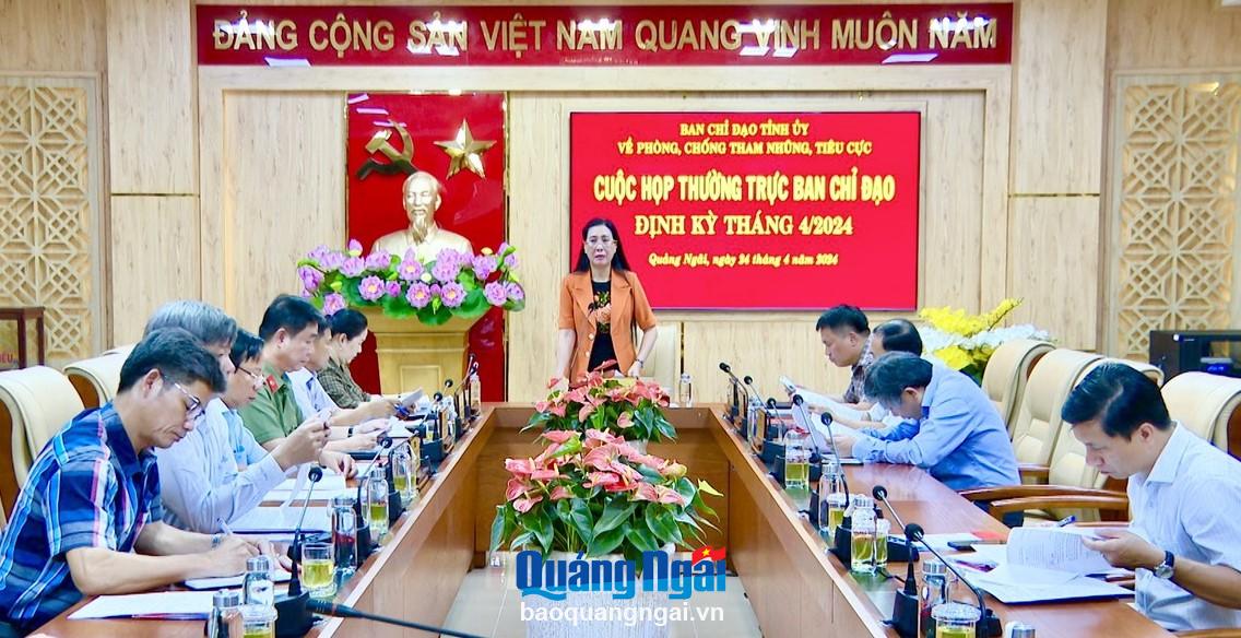 Thường trực Ban Chỉ đạo Tỉnh ủy về phòng, chống tham nhũng, tiêu cực họp định kỳ tháng 4/2024